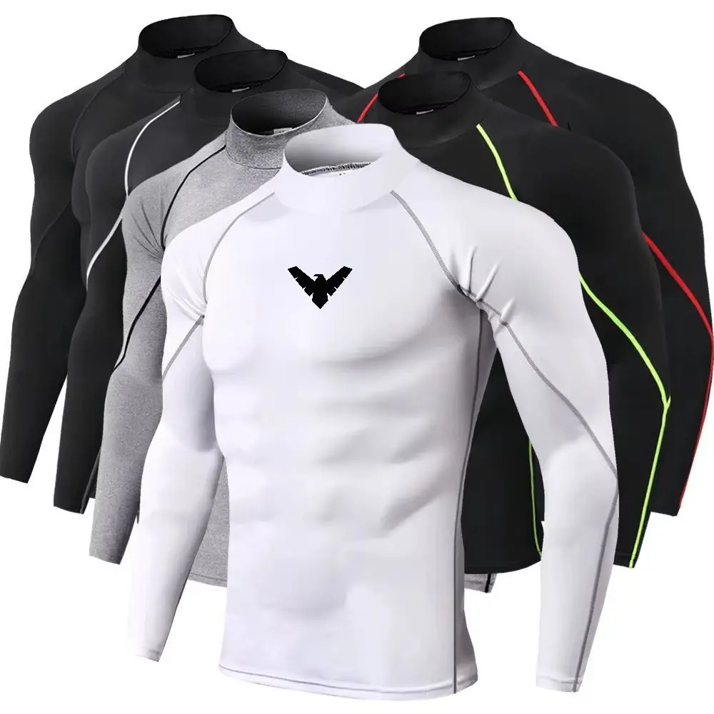 Quick Dry Underwear - Herren Sport-T-Shirt, schnelltrocknendes Bodybuilding-Laufshirt, langärmliges Kompressionsshirt,